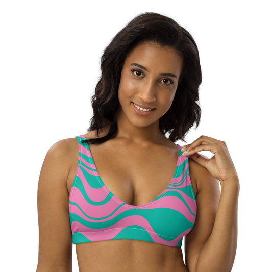 Bikini top (recycled) - WAVY pink mint - SHALMIAK