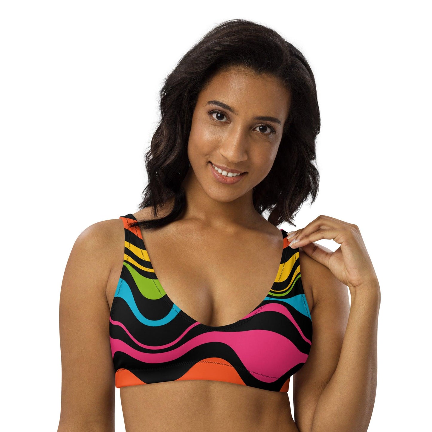 Bikini top (recycled) - WAVY rainbow - SHALMIAK