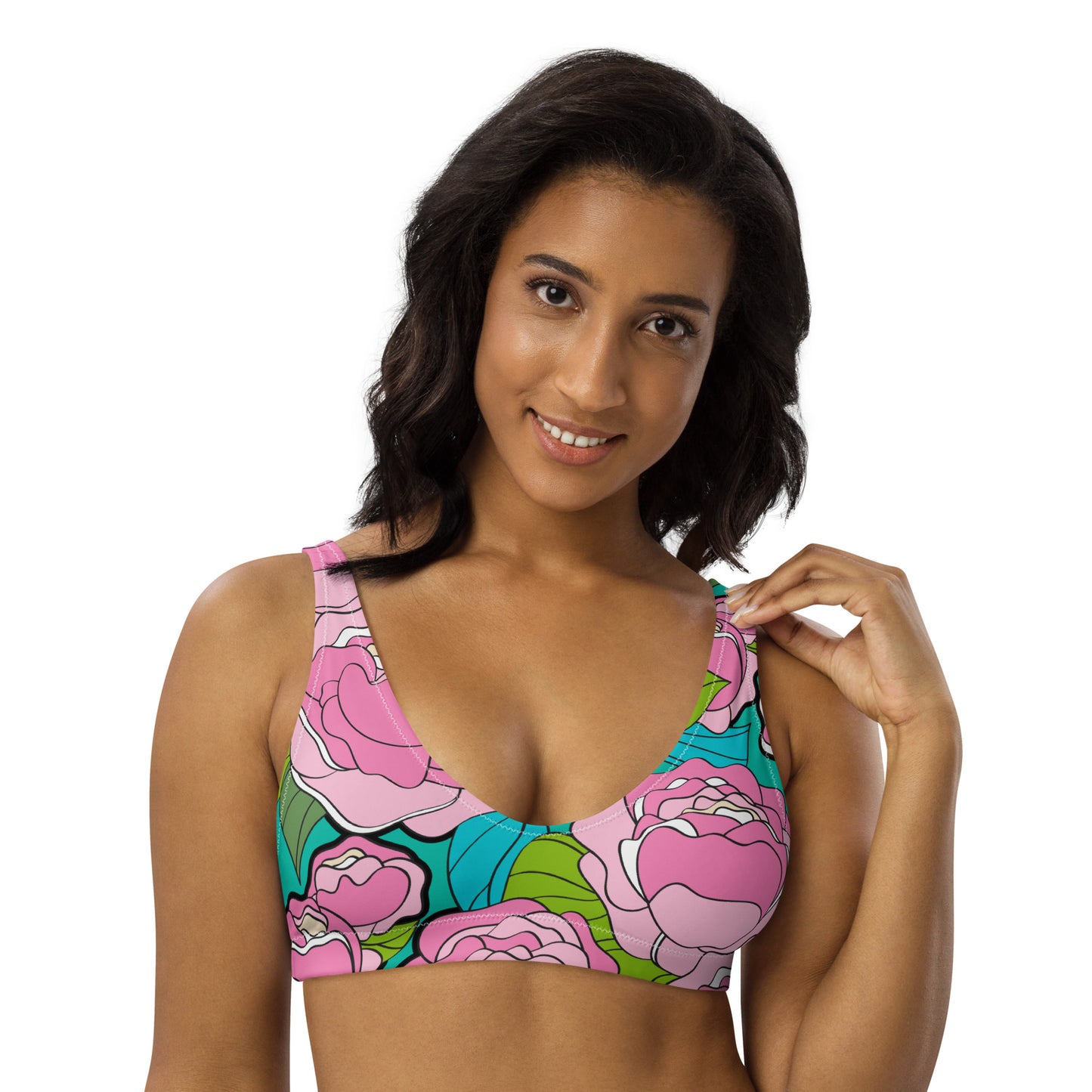 Bikini top (recycled) - BE MY ONLY pink turquoise - SHALMIAK