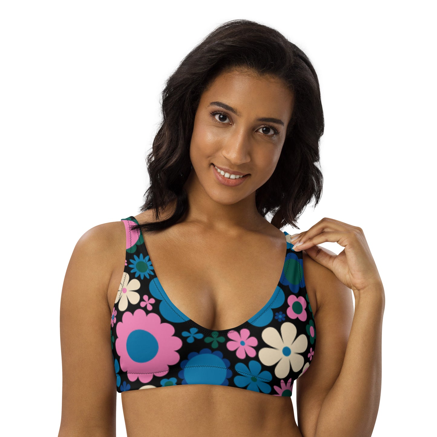 Bikini top (recycled) - BLOOMPOP blue pink - SHALMIAK