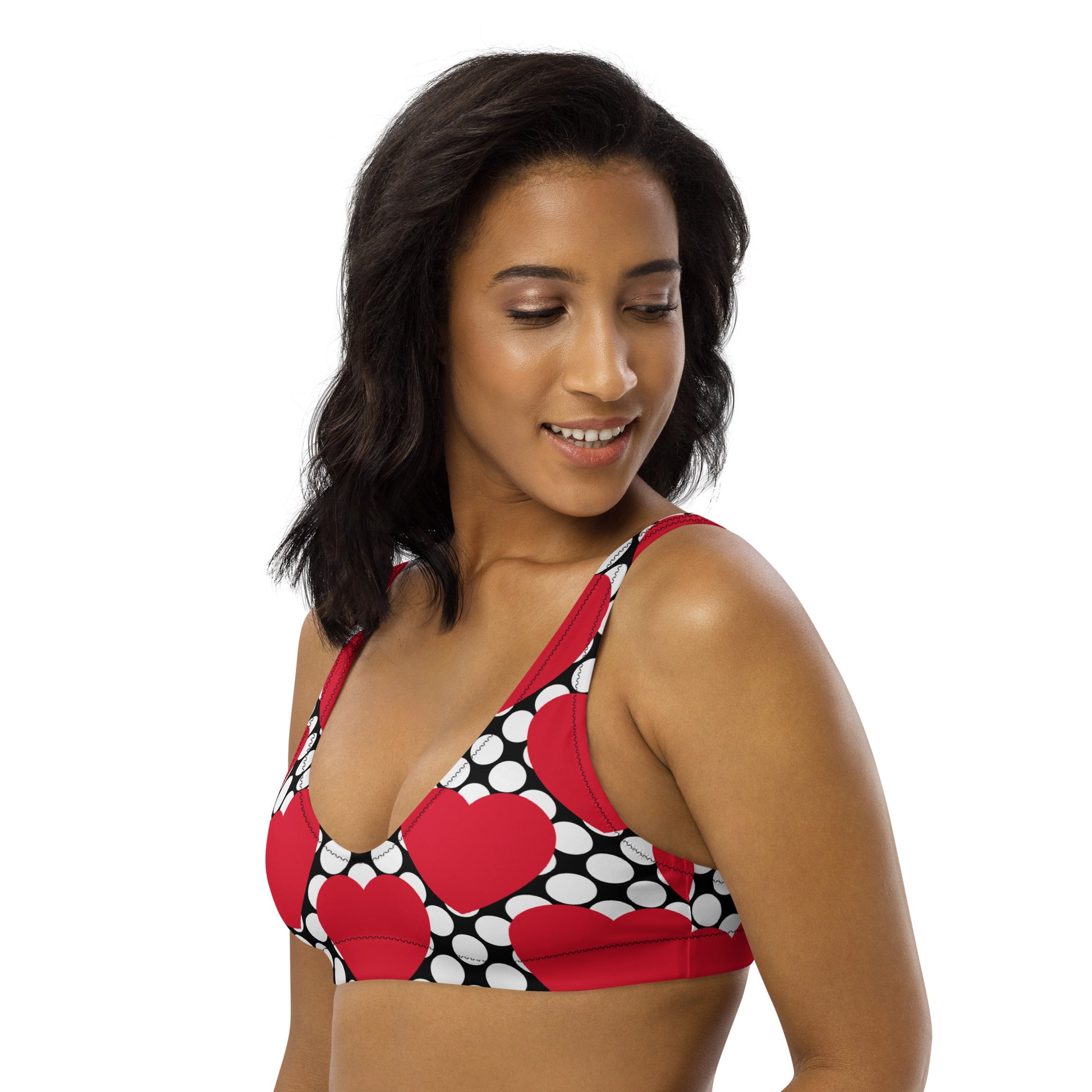 Bikini top (recycled) - ELLIE LOVE DOT red black - SHALMIAK