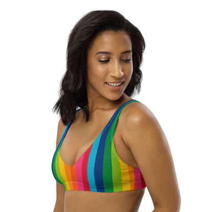 Bikini top (recycled) - RAINBOW STRIPE vertical - SHALMIAK