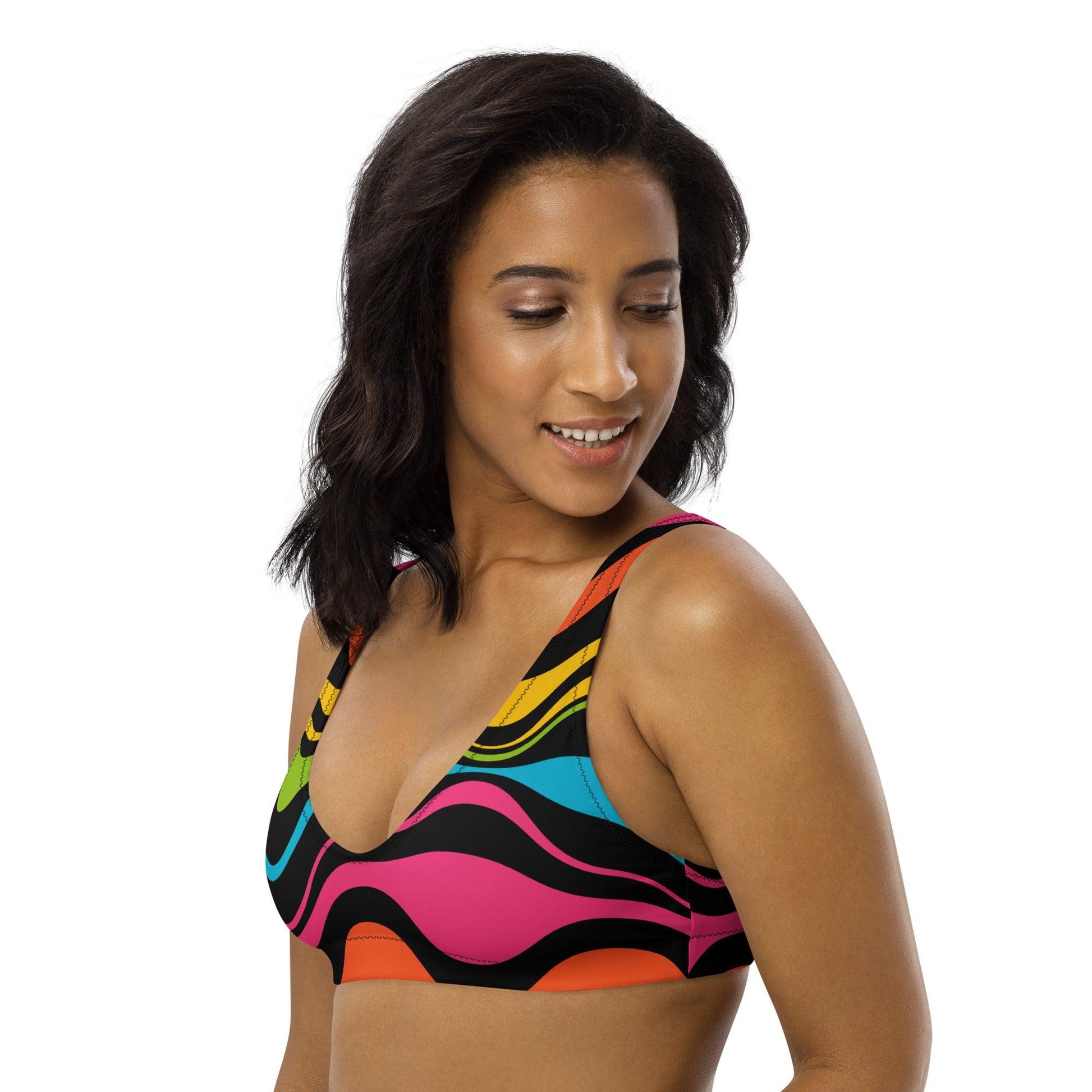 Bikini top (recycled) - WAVY rainbow - SHALMIAK