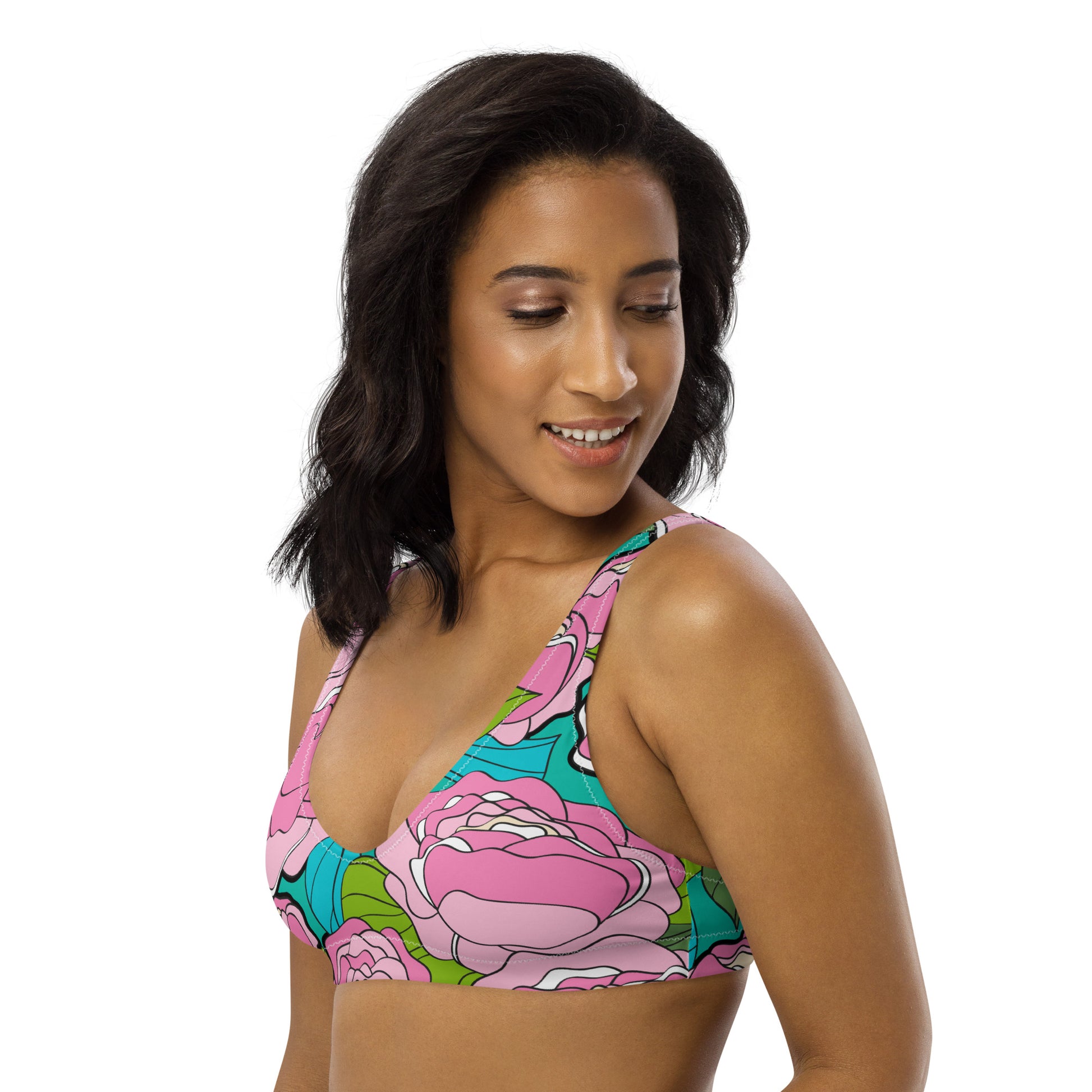 Bikini top (recycled) - BE MY ONLY pink turquoise - SHALMIAK