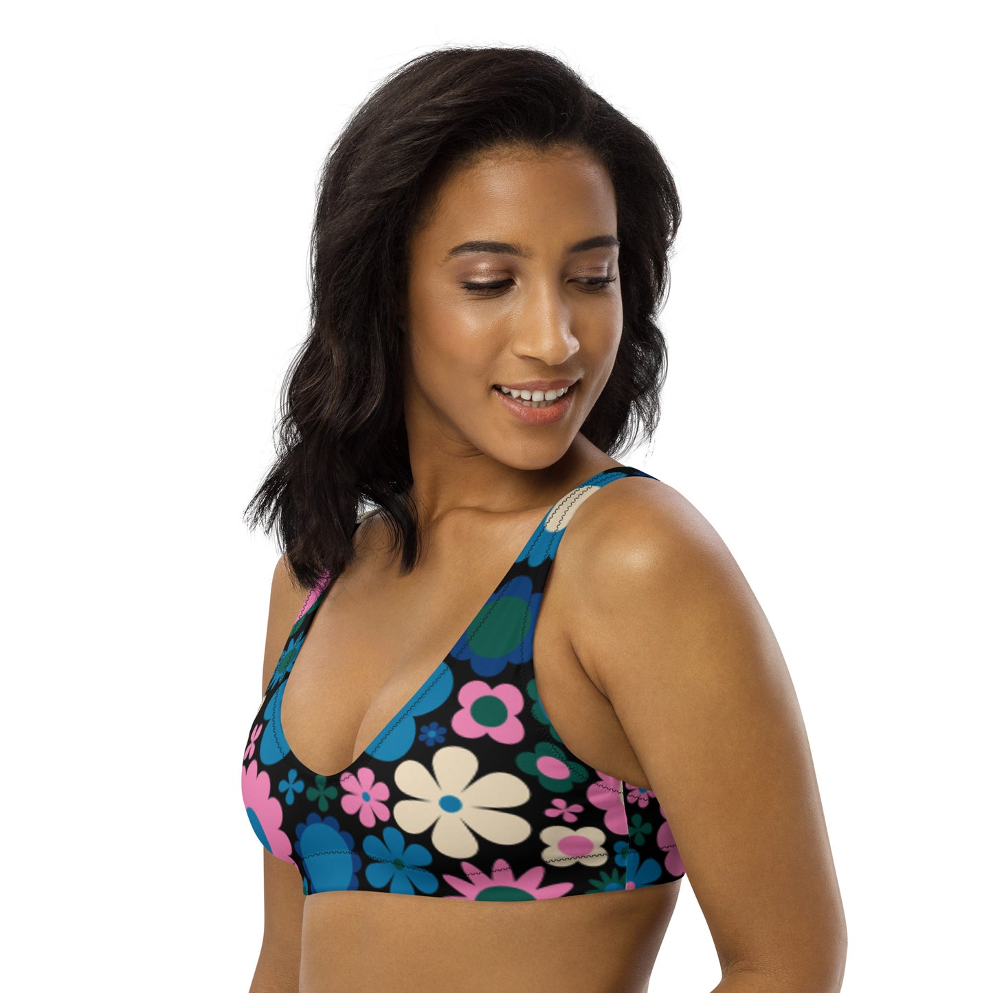 Bikini top (recycled) - BLOOMPOP blue pink - SHALMIAK