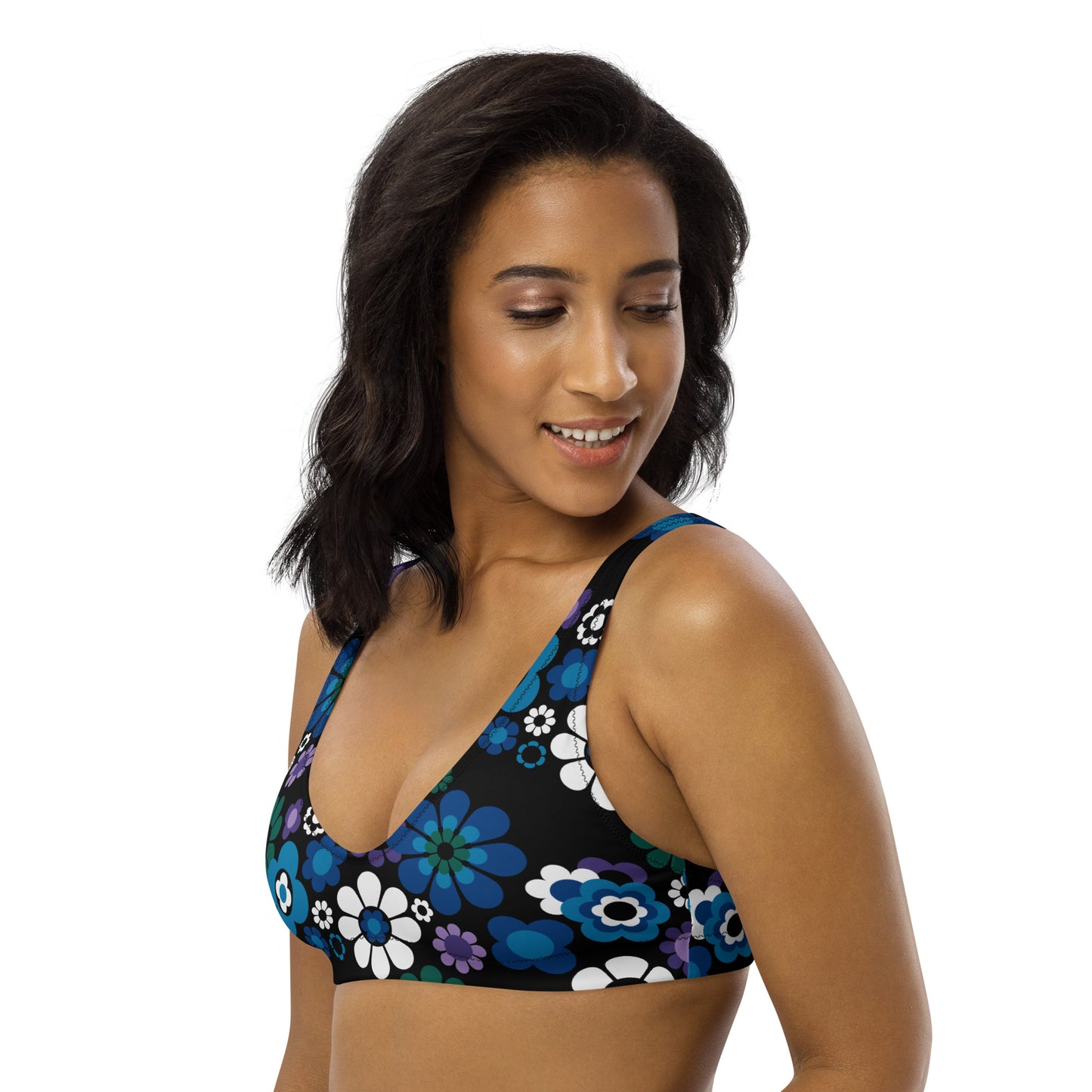 Bikini top - FLOW-POW blue - Funky flower power print