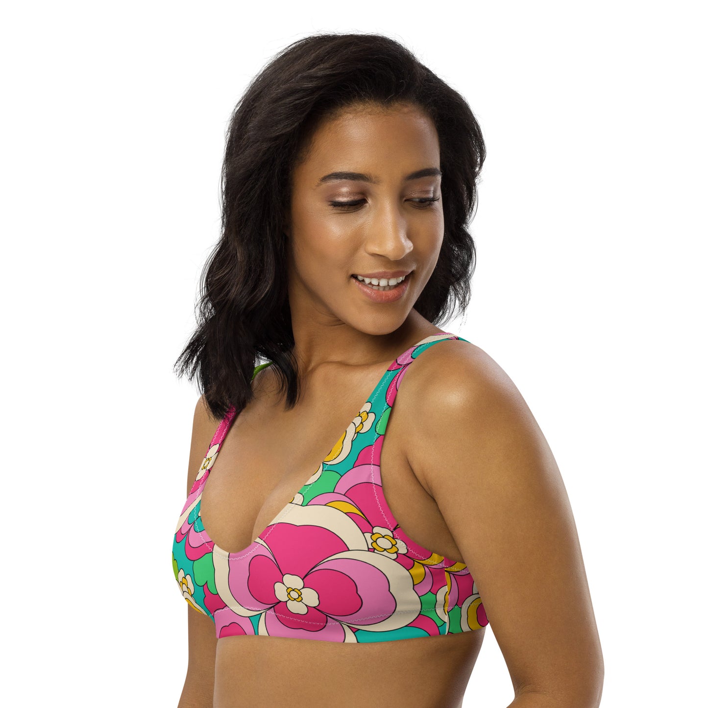 Bikini top - PANSY FANTASY pastel - Retro pansy print