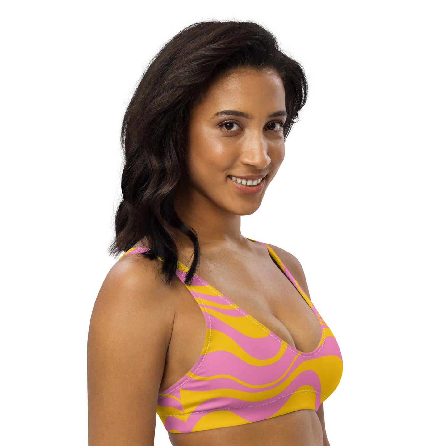 Bikini top (recycled) - WAVY pink yellow - SHALMIAK