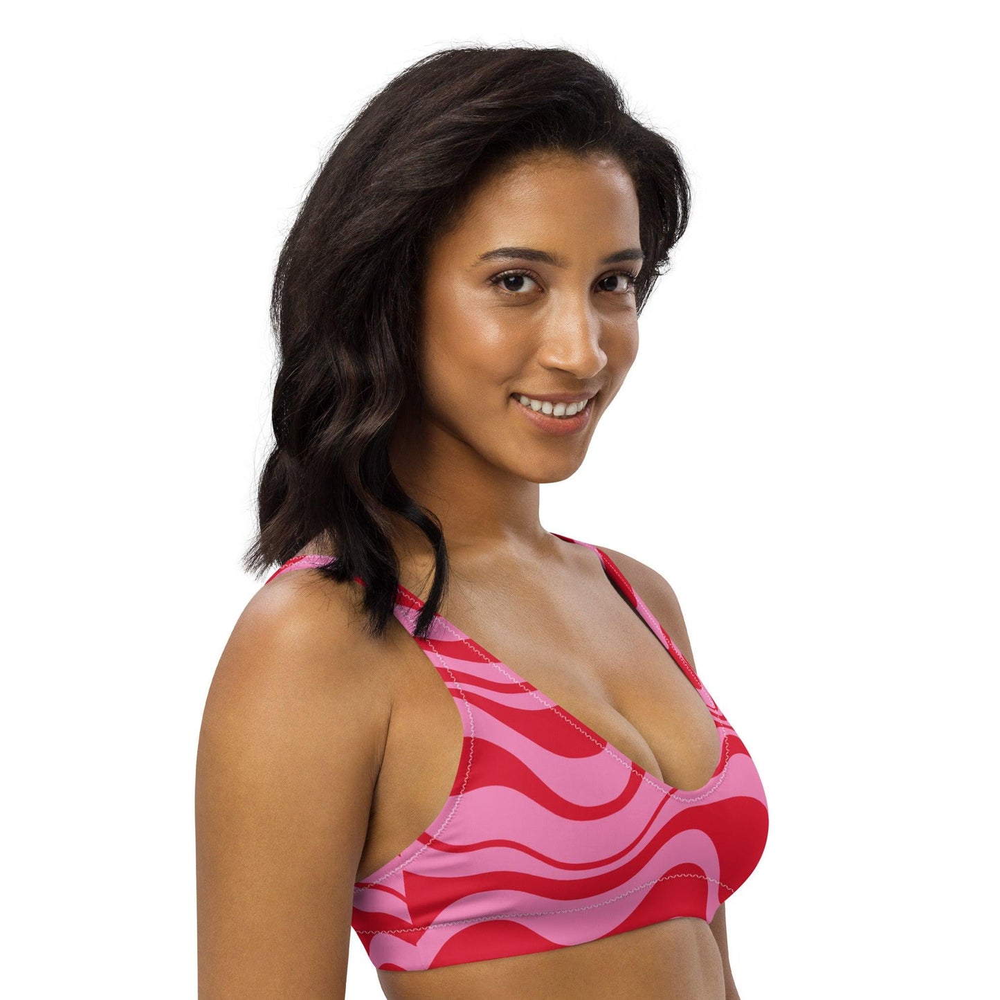 Bikini top (recycled) - WAVY red pink - SHALMIAK