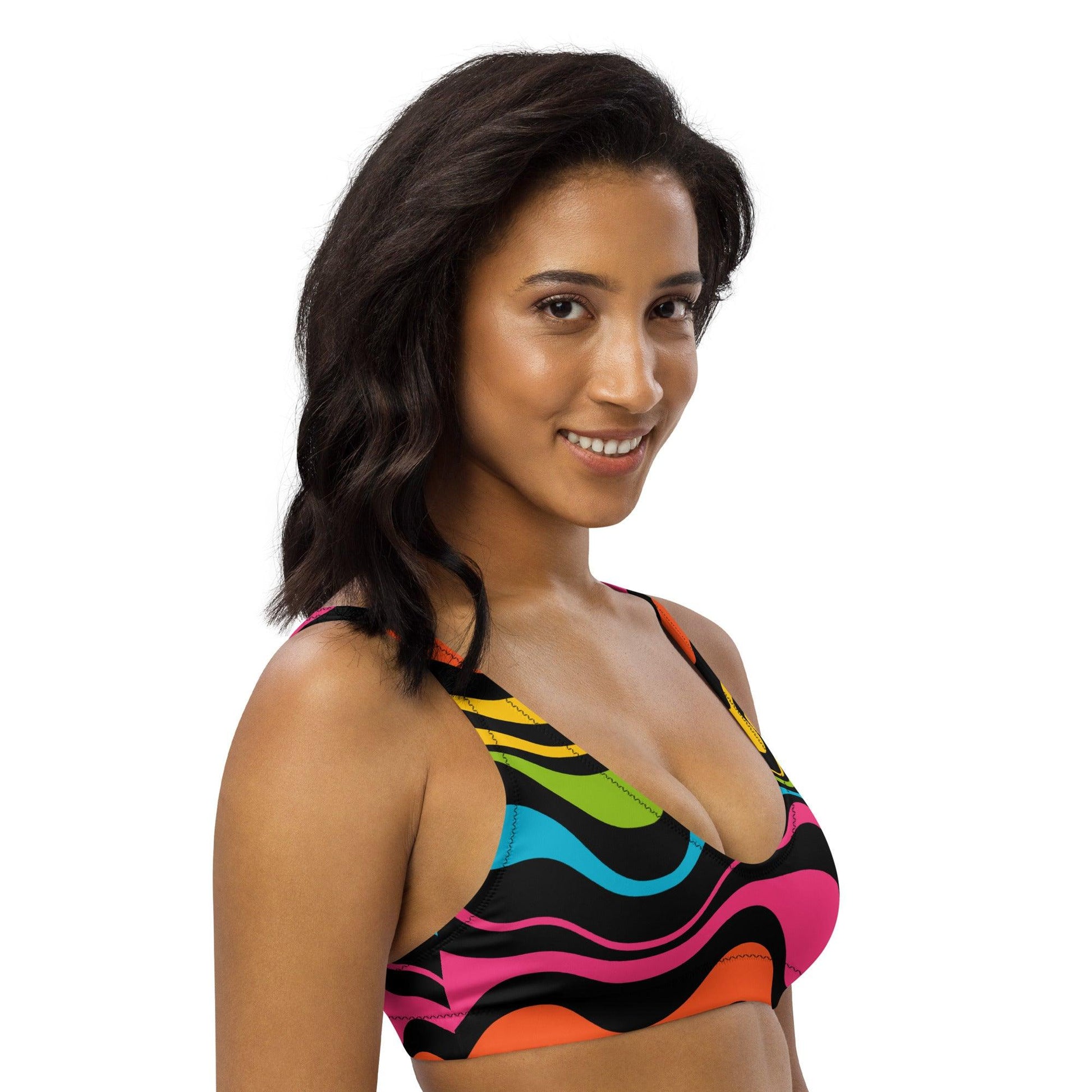 Bikini top (recycled) - WAVY rainbow - SHALMIAK