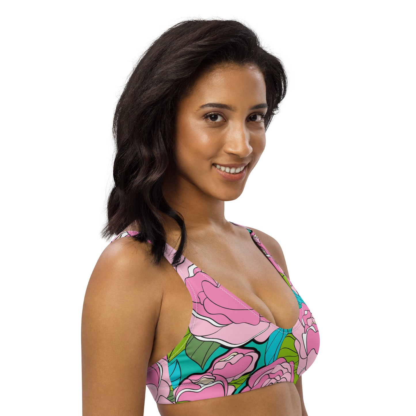 Bikini top (recycled) - BE MY ONLY pink turquoise - SHALMIAK