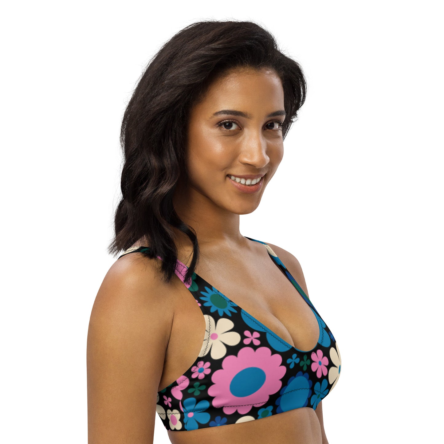 Bikini top (recycled) - BLOOMPOP blue pink - SHALMIAK