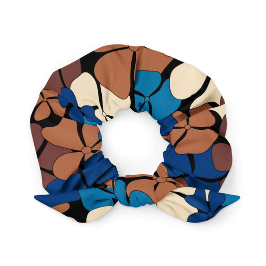 ADELIE blue brown - Scrunchie - Wild Floral Print