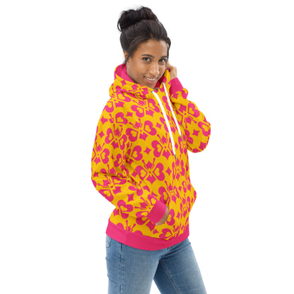 LOVE BUTTERFLY yellow pink - Unisex Hoodie (recycled) - SHALMIAK
