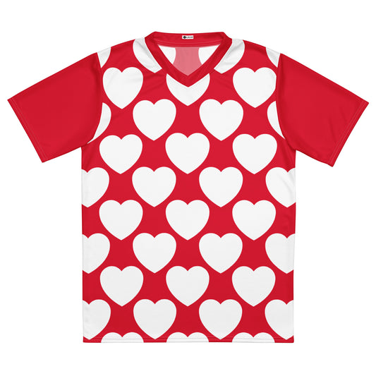 ELLIE LOVE redwhite - Recycled unisex sports jersey - SHALMIAK