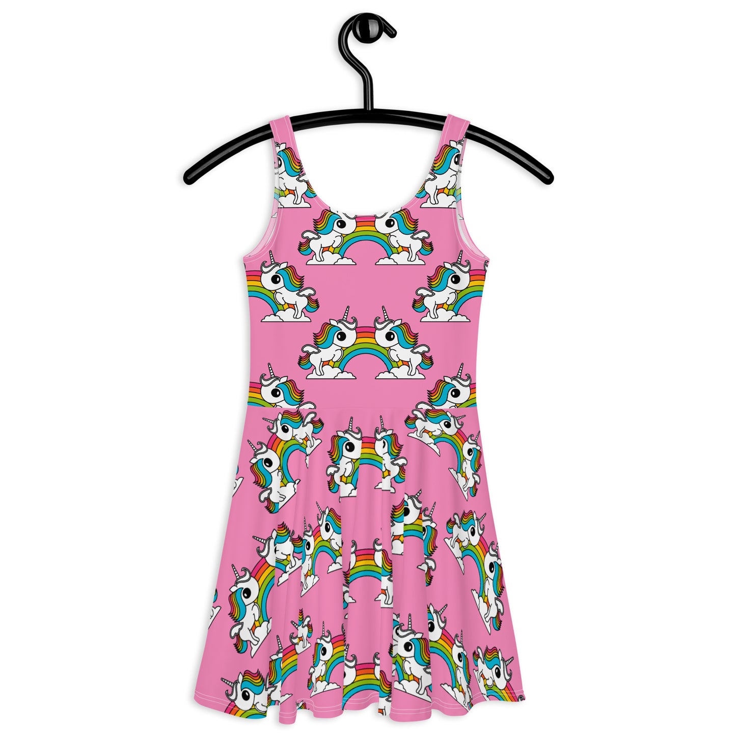 UNIQUE pink - Skater Dress with unicorns and rainbows