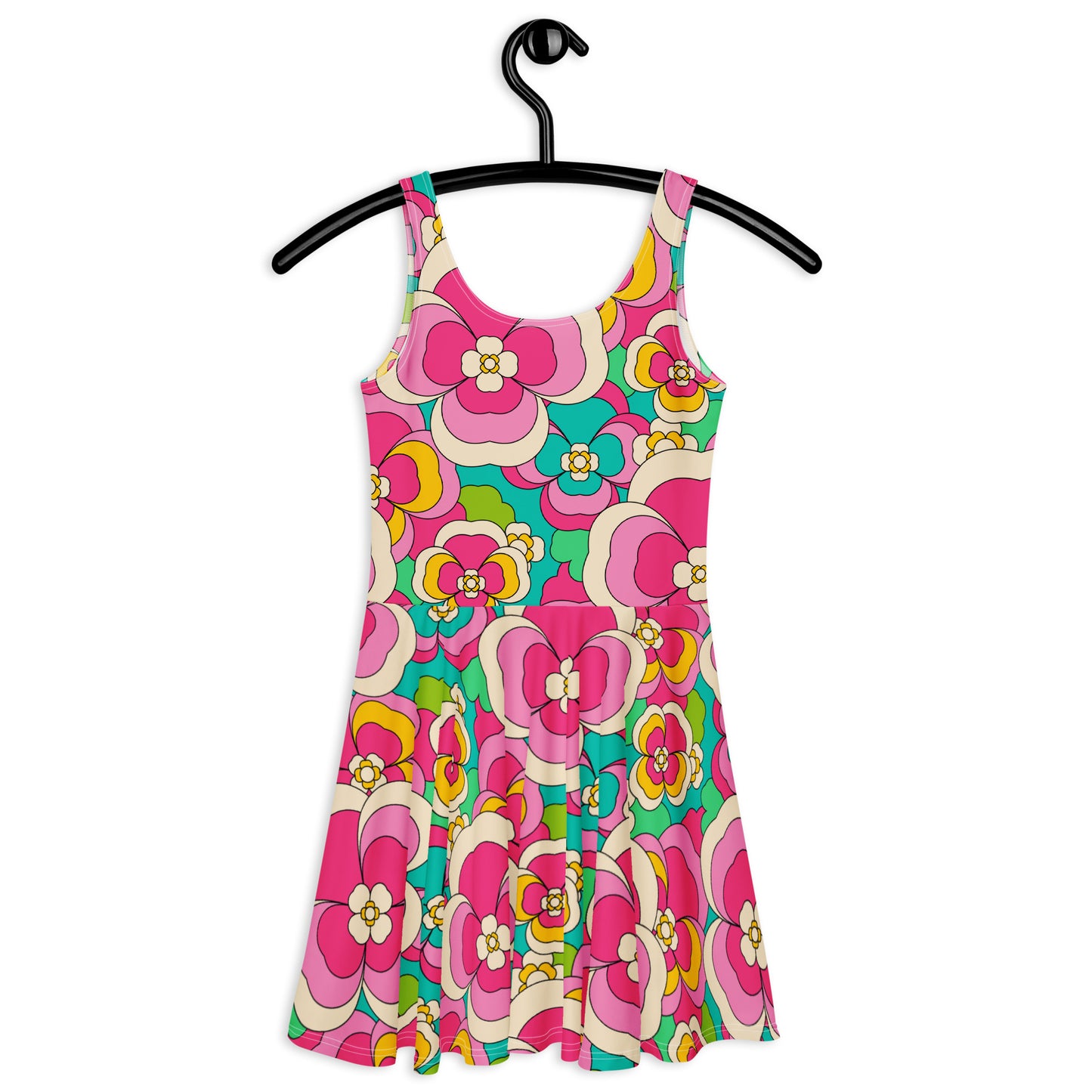 Skater dress - PANSY FANTASY pastel - Retro pansy print