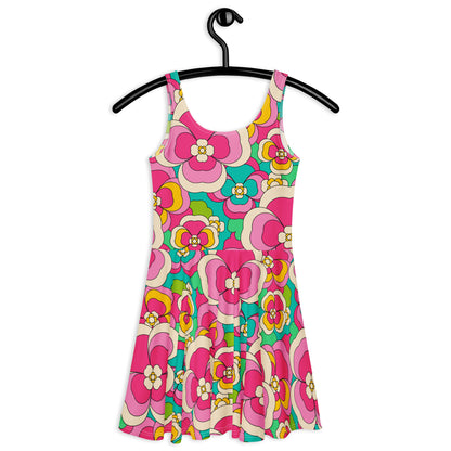 Skater dress - PANSY FANTASY pastel - Retro pansy print