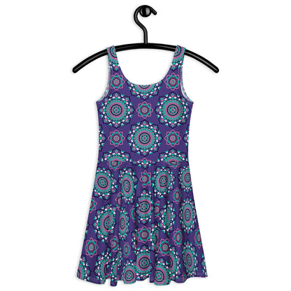 Skater dress - FOREVERMORE summer violet - Romantic flower and heart print