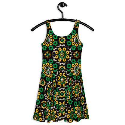 Skater dress - YESTERDAY yellow green - Graphic retro floral print