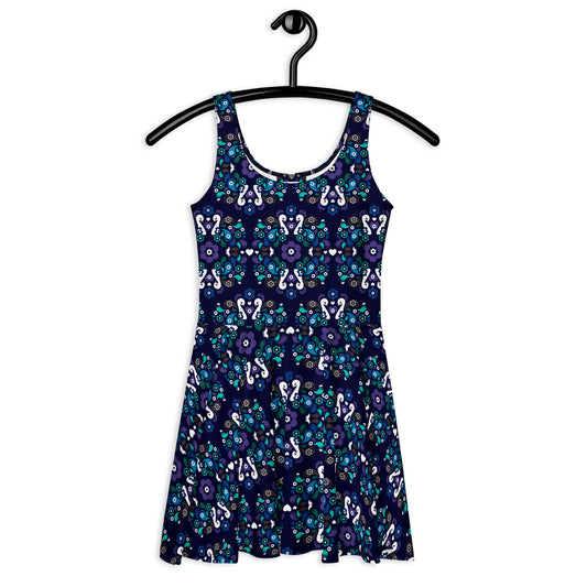 PEACOCK LOVE mystic blue - Skater Dress