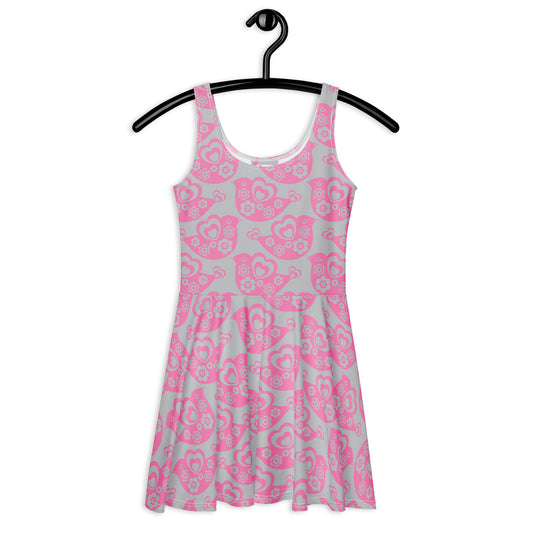 TWEET LOVE pink grey - Skater Dress