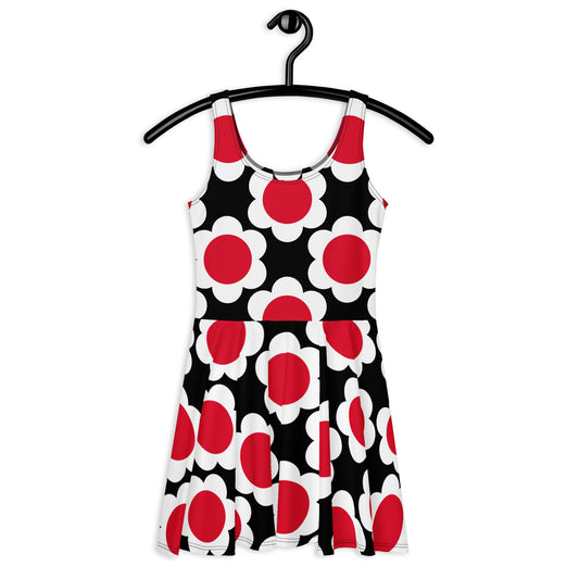 Skater dress - ELLIE white red black - Classic floral print