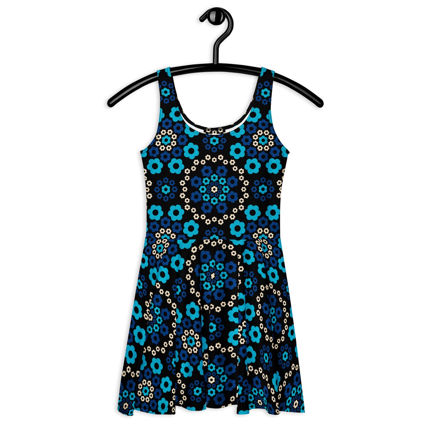 Skater dress - YESTERDAY blue - Graphic retro floral print 3XL