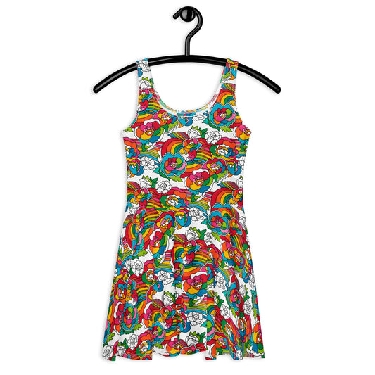 Skater dress - RAINBOW-NEL - Joyful rainbow print 3XL