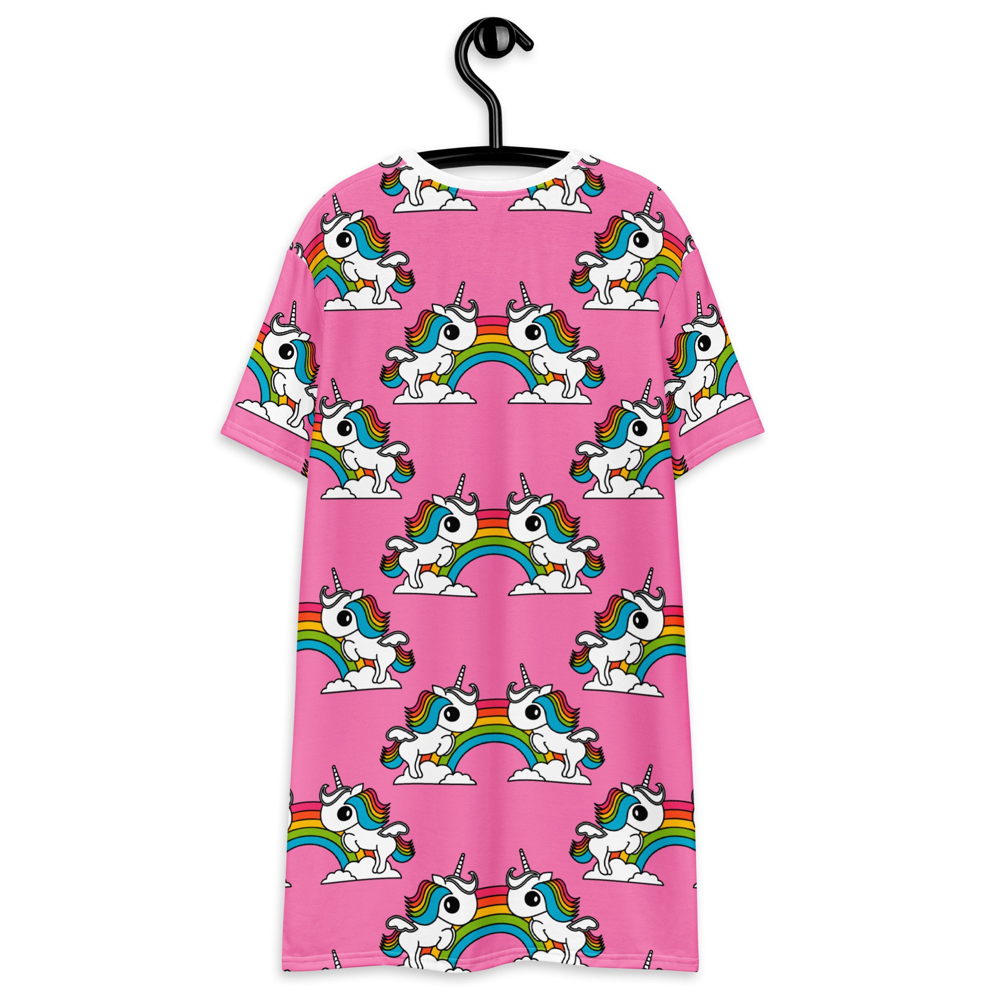 UNIQUE pink - T-shirt dress with unicorns and rainbows