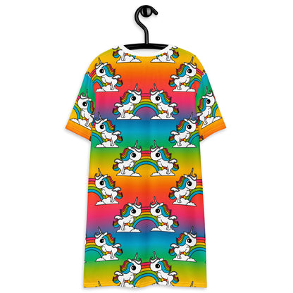 UNIQUE rainbow - T-shirt dress with unicorns and rainbows