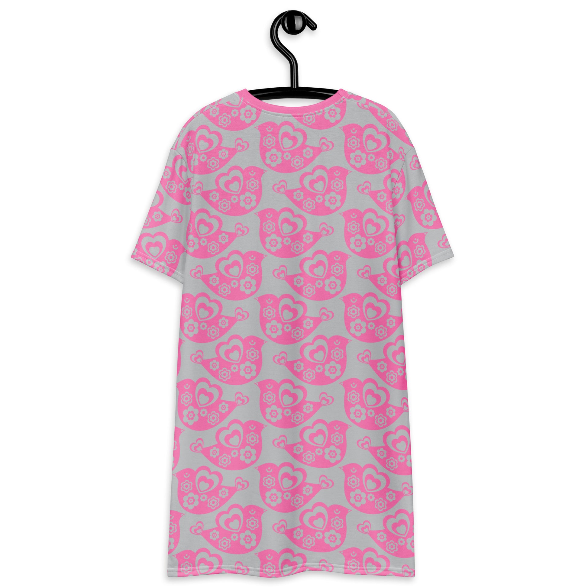 TWEET LOVE pink grey - T-Shirt Dress