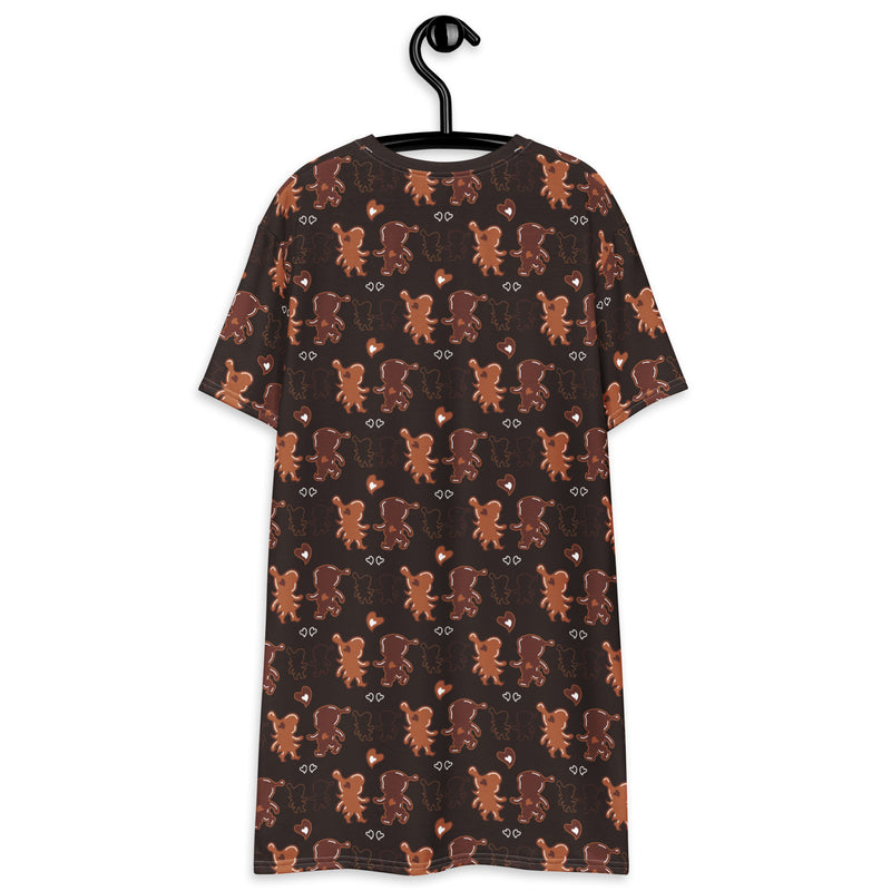 GINGERELVES - T-Shirt Dress With Gingerbread Elves