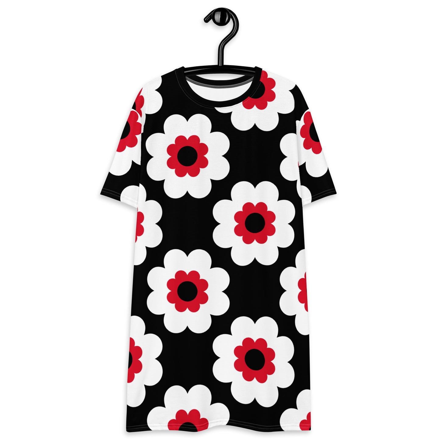 FANCY BLOOM red black - T-Shirt Dress