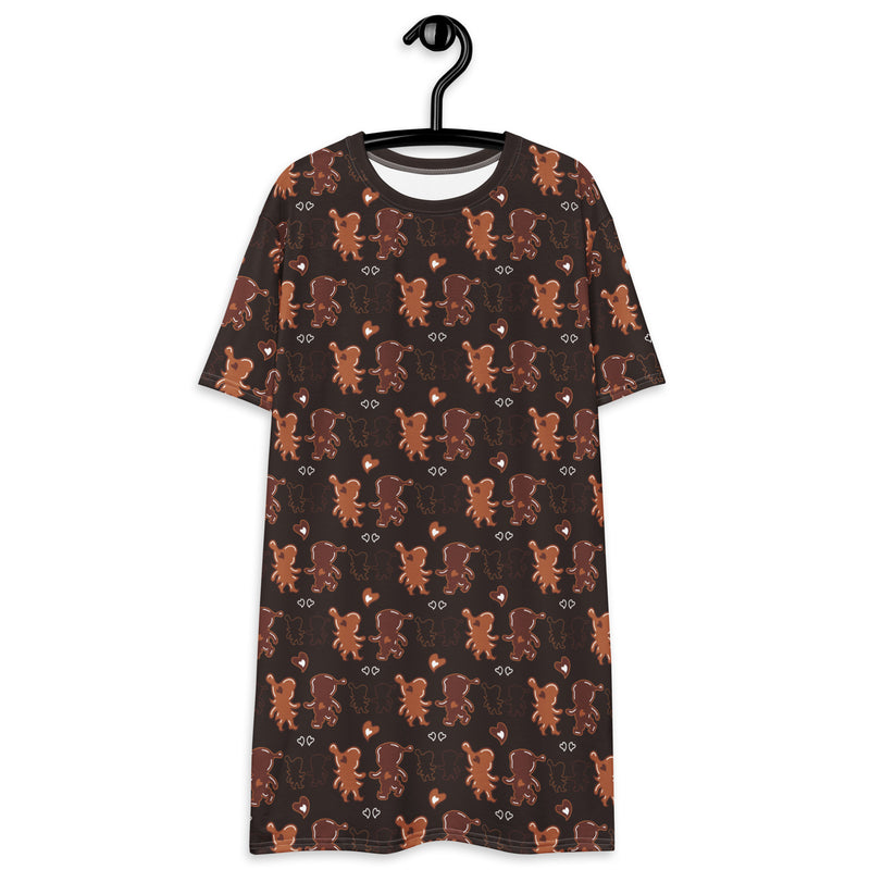 GINGERELVES - T-Shirt Dress With Gingerbread Elves