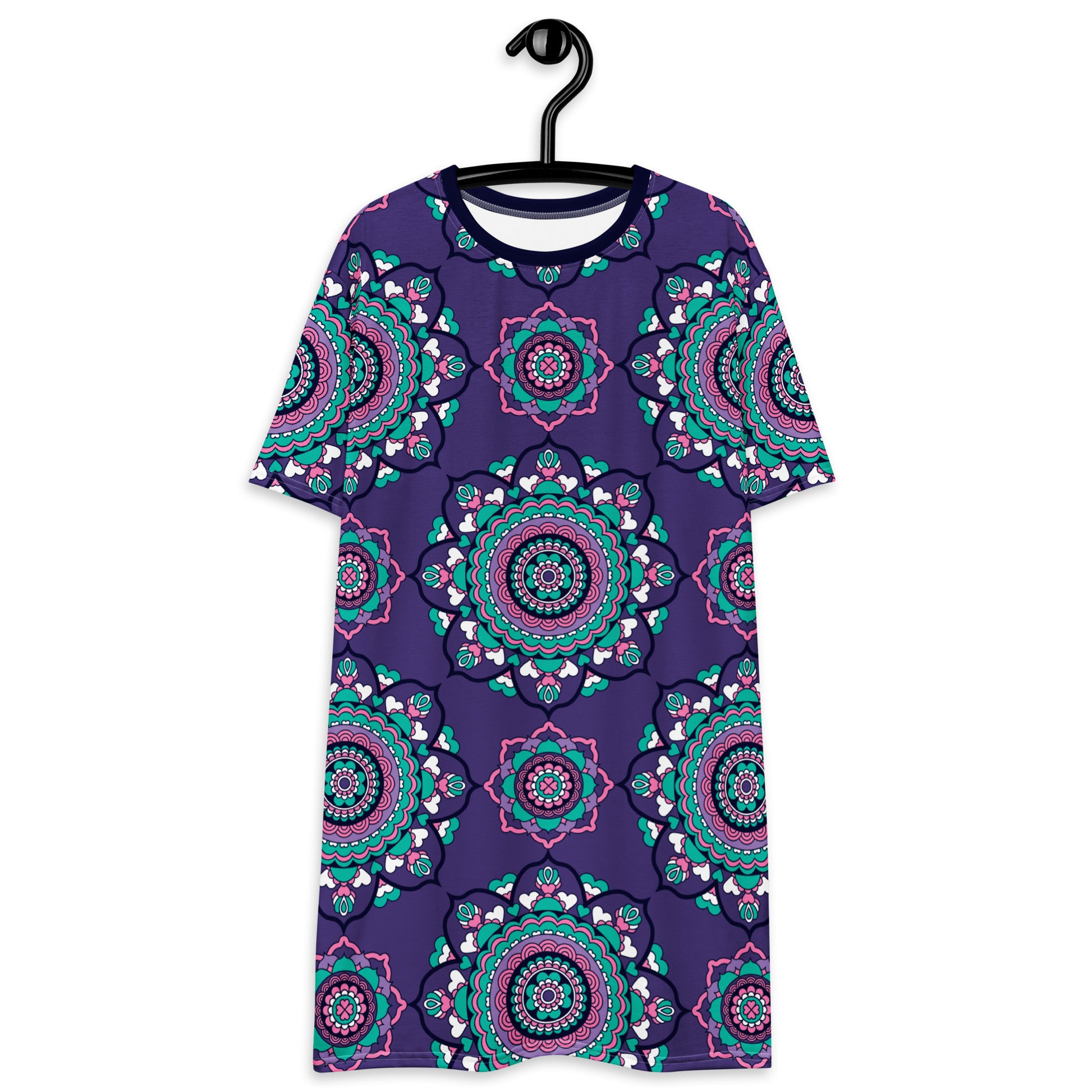 T-shirt dress - FOREVERMORE summer violet - Romantic flower and heart print 6XL