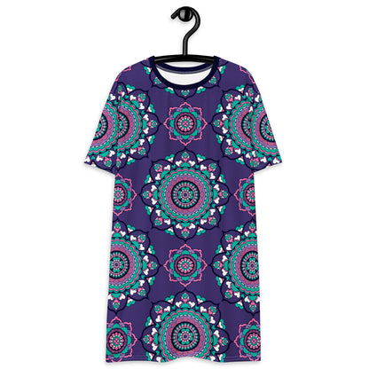 T-shirt dress - FOREVERMORE summer violet - Romantic flower and heart print 6XL
