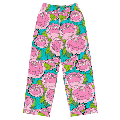 BE MY ONLY pink turquoise - Unisex wide-leg pants