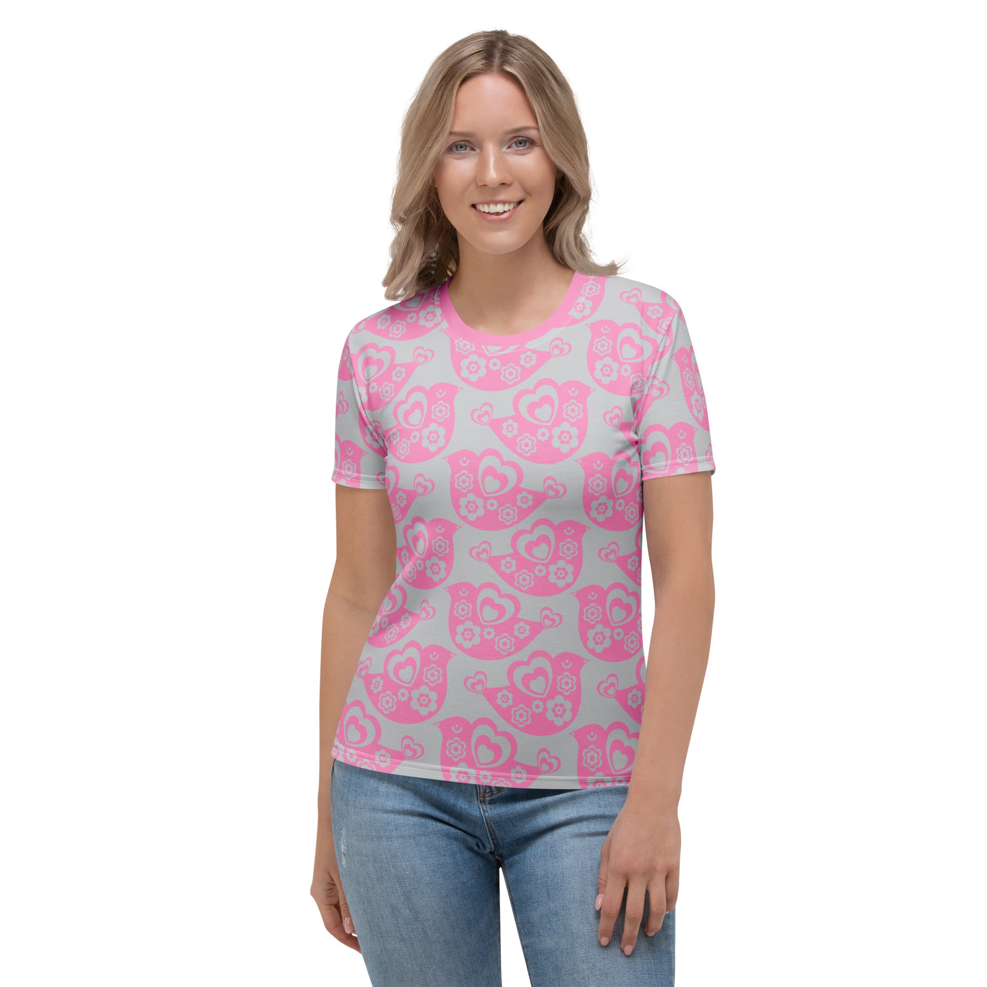 TWEET LOVE pink grey - Woman's T-shirt