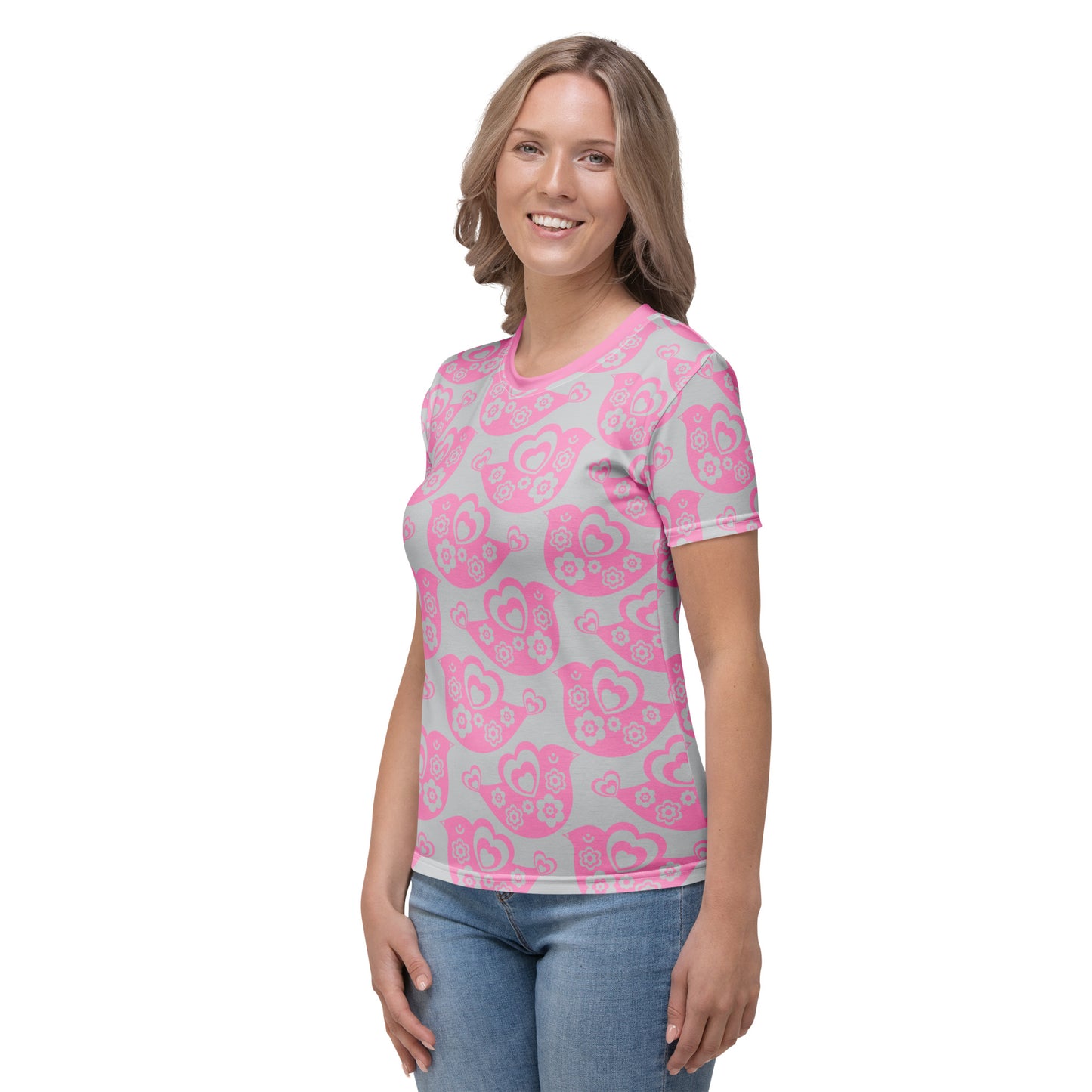 TWEET LOVE pink grey - Woman's T-shirt