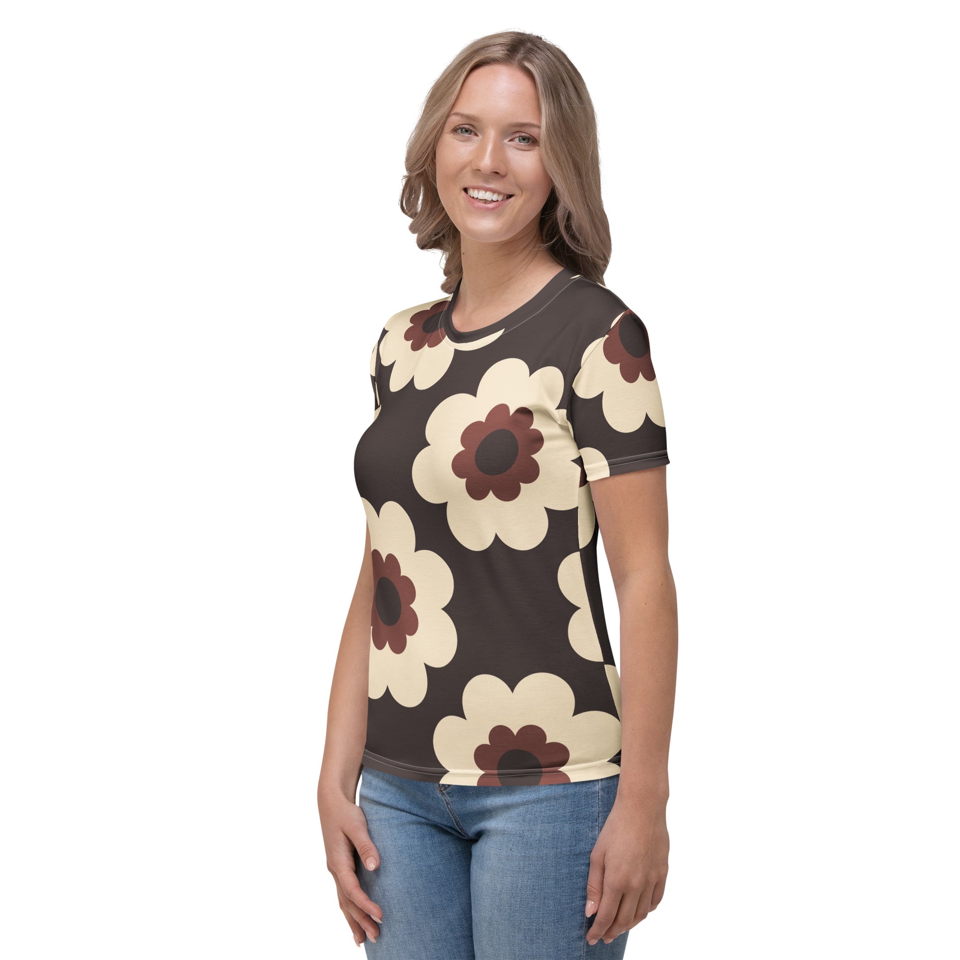 Woman's T-Shirt - FANCY BLOOM brown