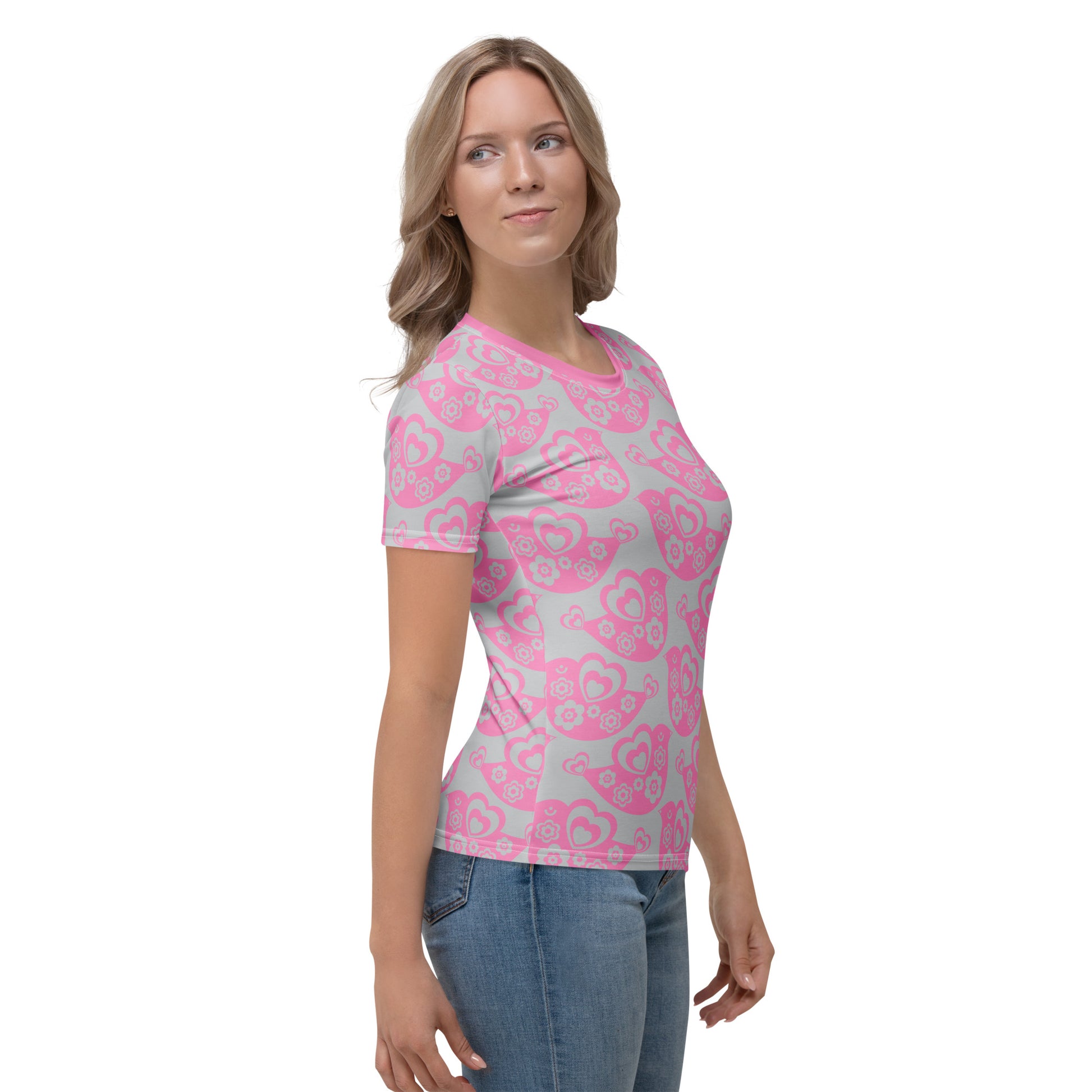 TWEET LOVE pink grey - Woman's T-shirt
