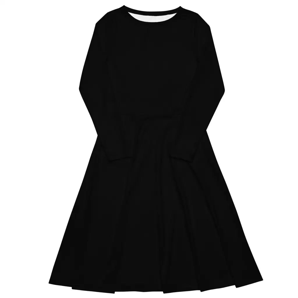 BASIC black - Midi dress with long sleeves and handy pockets