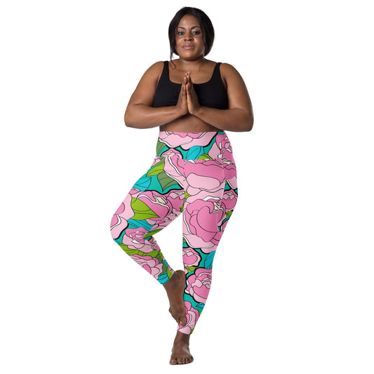 BE MY ONLY pink turquoise - Leggings With Pockets - SHALMIAK