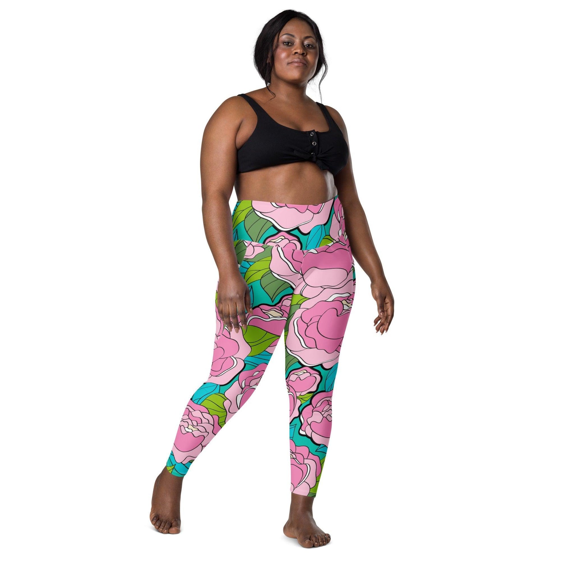 BE MY ONLY pink turquoise - Leggings With Pockets - SHALMIAK