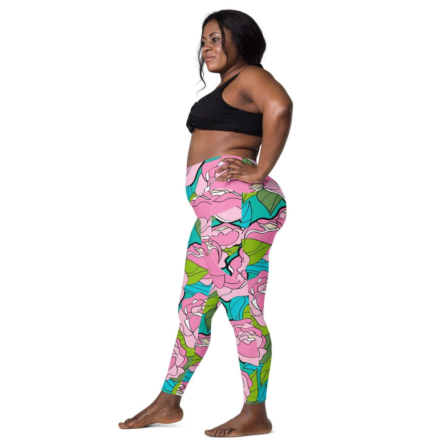 BE MY ONLY pink turquoise - Leggings With Pockets - SHALMIAK