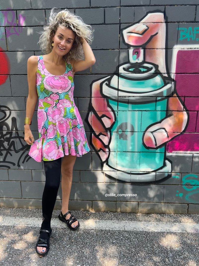 BE MY ONLY pink turquoise - Skater Dress - SHALMIAK