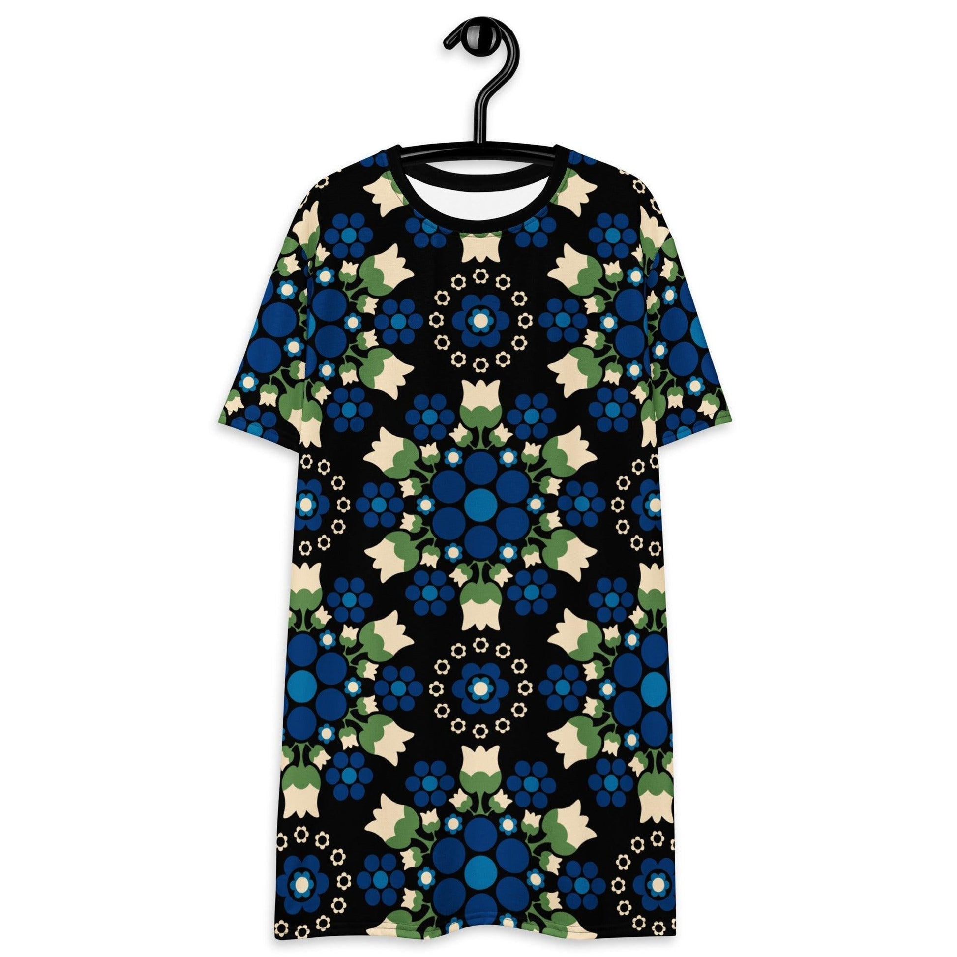 BERRY DANCE blue black - T-Shirt Dress - SHALMIAK