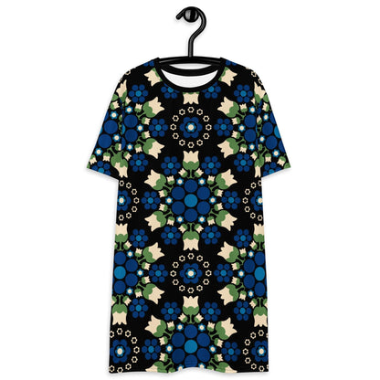 BERRY DANCE blue black - T-Shirt Dress - SHALMIAK