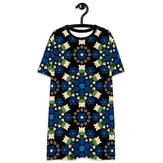 BERRY DANCE blue black - T-Shirt Dress - SHALMIAK